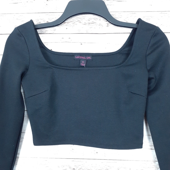 NWOT Material Girl Cropped Top XS Square Neck 596 - Picture 2 of 6